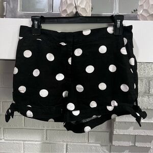 Loft 4” Linen and Rayon Black and White Polka Dot Short with Side Ties NWT 00